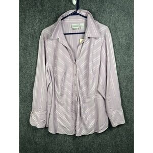 Worthington Woman's Easy Care Stretch Button Up Lavender Blouse Size 2X